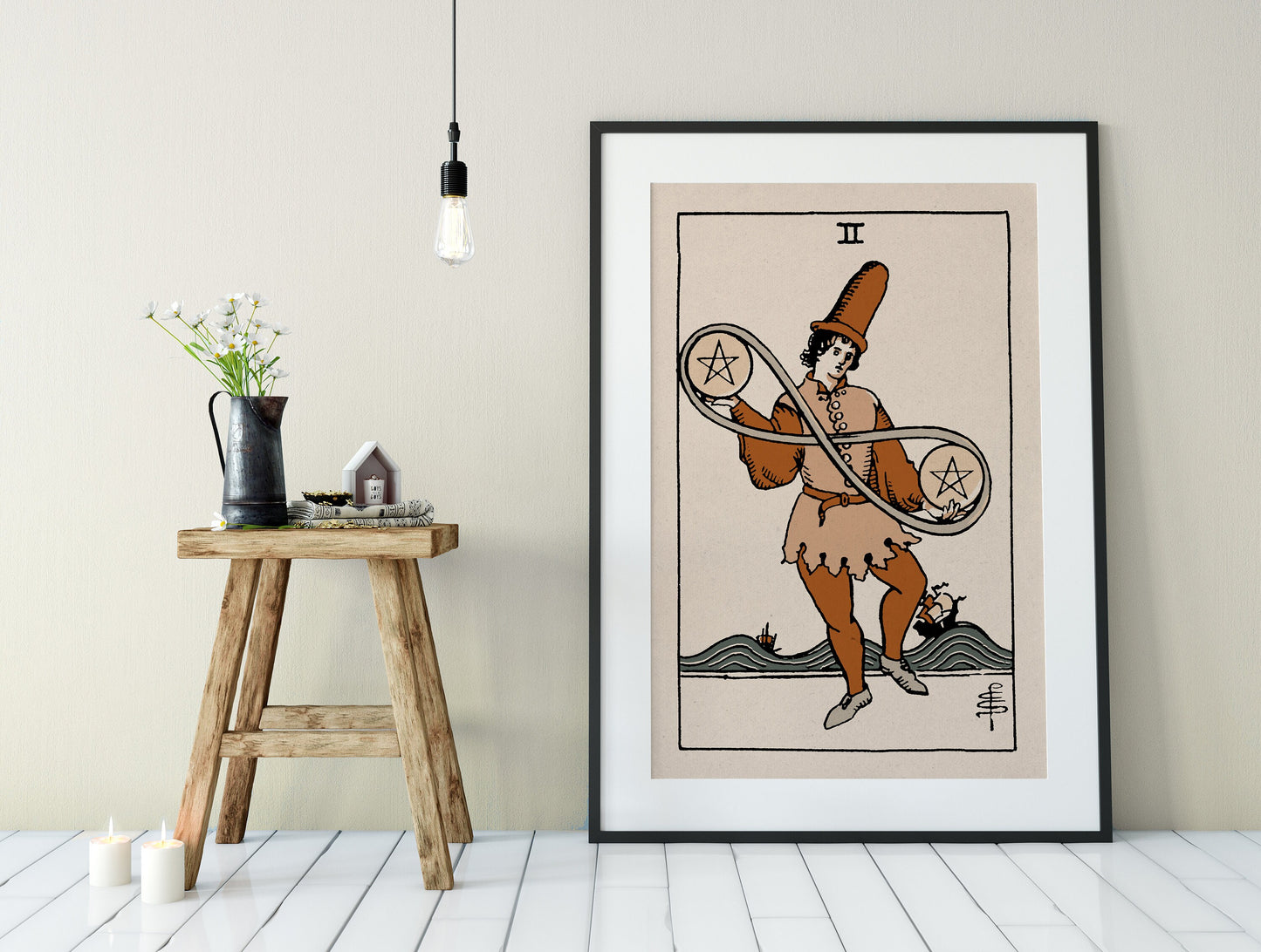 Two Of Pentacles- Tarot Card Print - The 2 Of Pentacles Card Natural Vibe Poster, No Frame