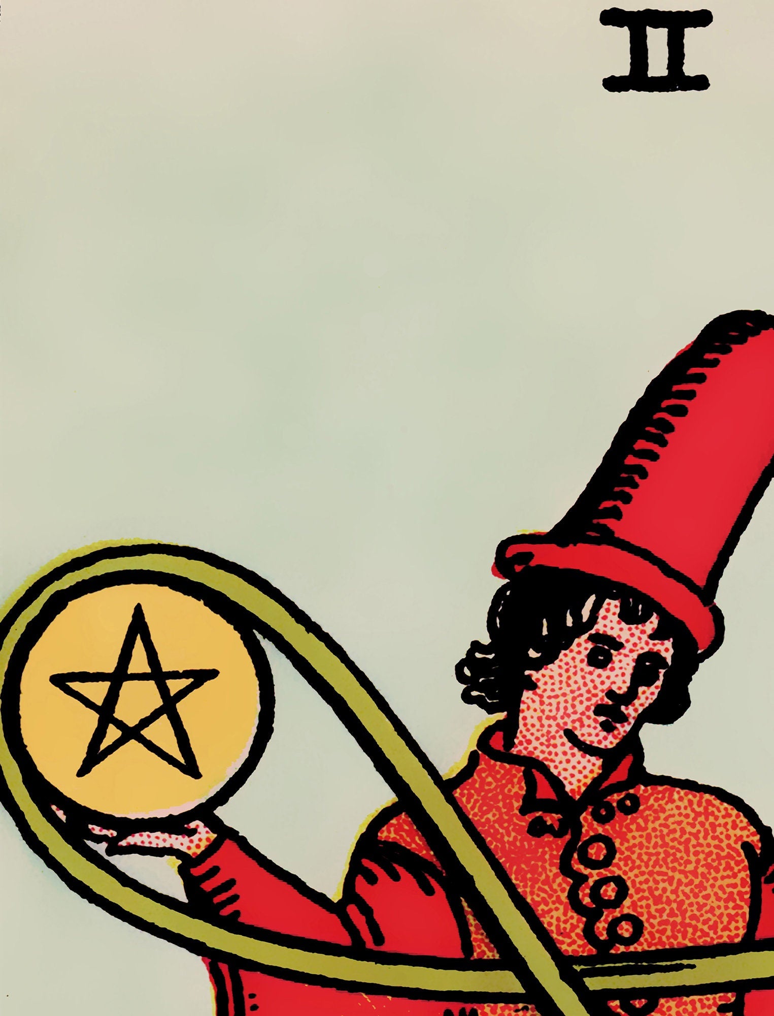 Two of Pentacles- Tarot Card Print - The Two of Pentacles Card Poster, No Frame