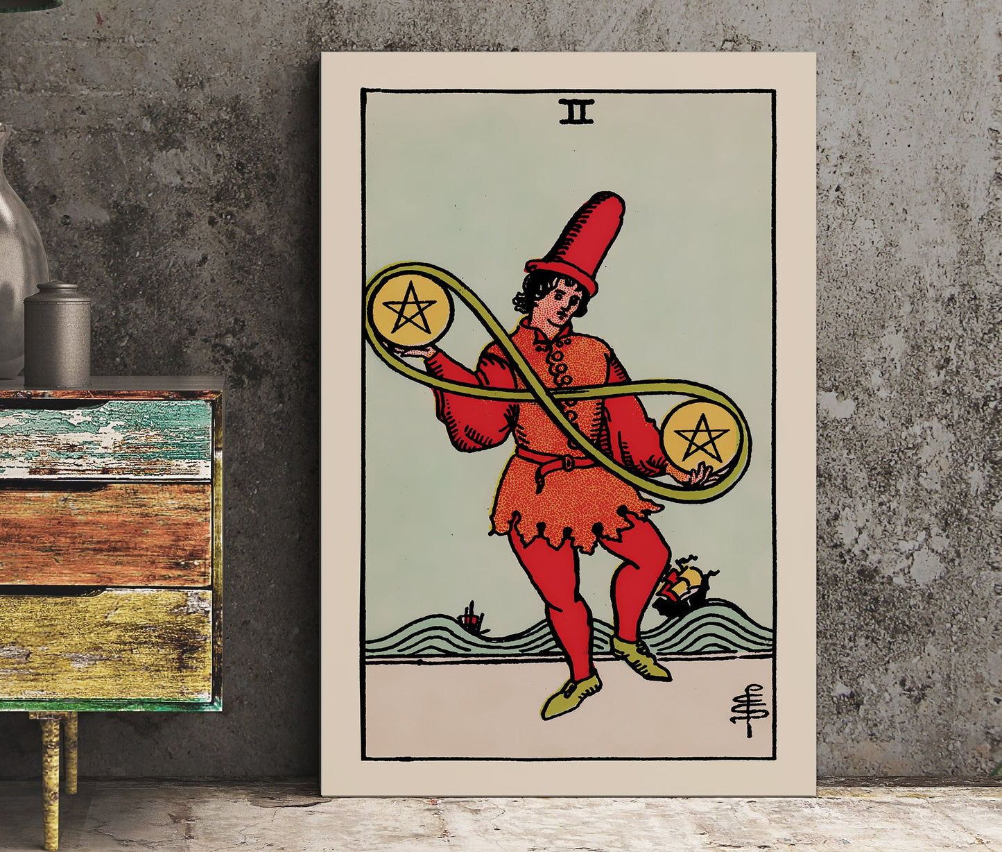 Two of Pentacles- Tarot Card Print - The Two of Pentacles Card Poster, No Frame