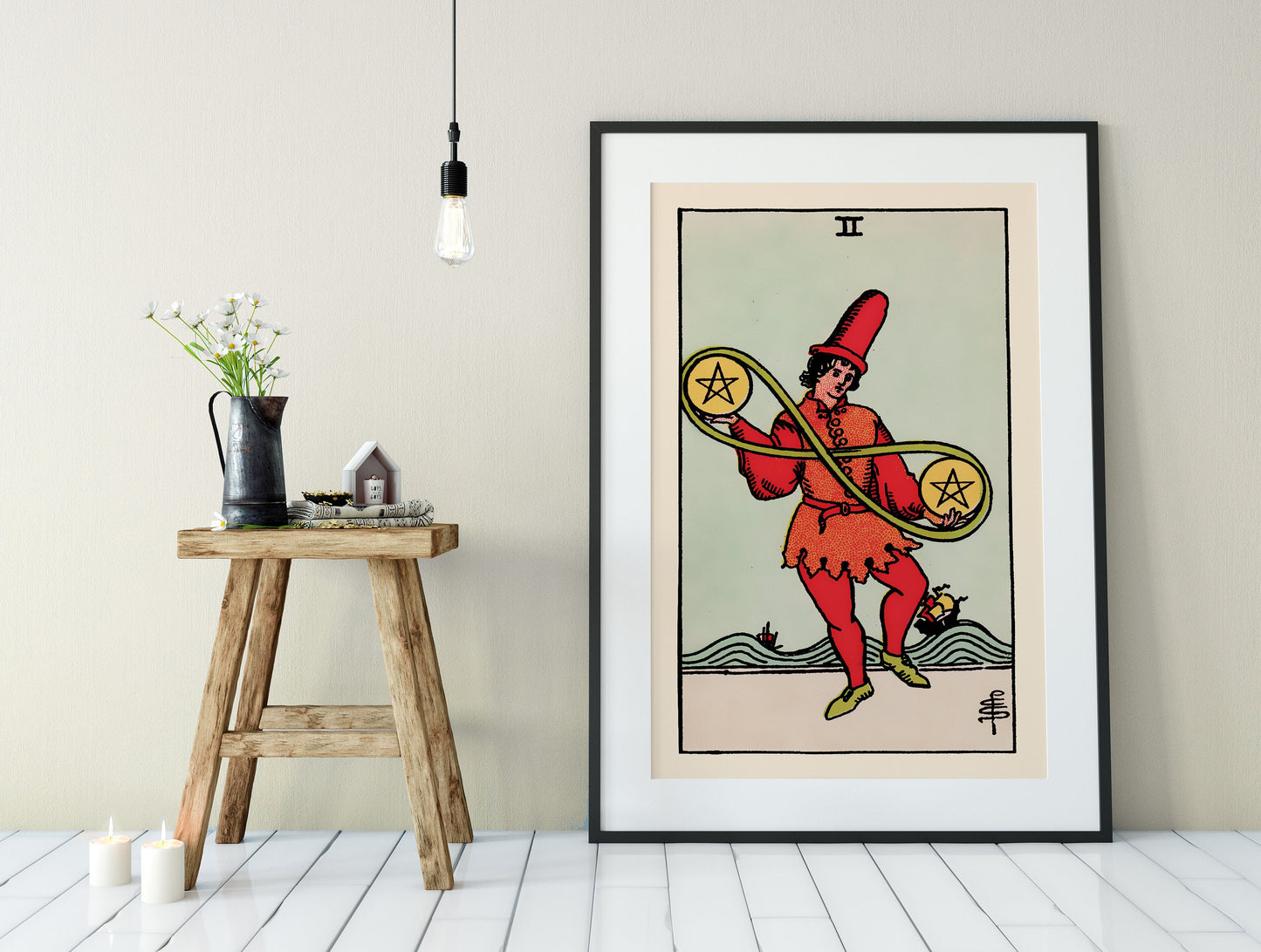 Two of Pentacles- Tarot Card Print - The Two of Pentacles Card Poster, No Frame