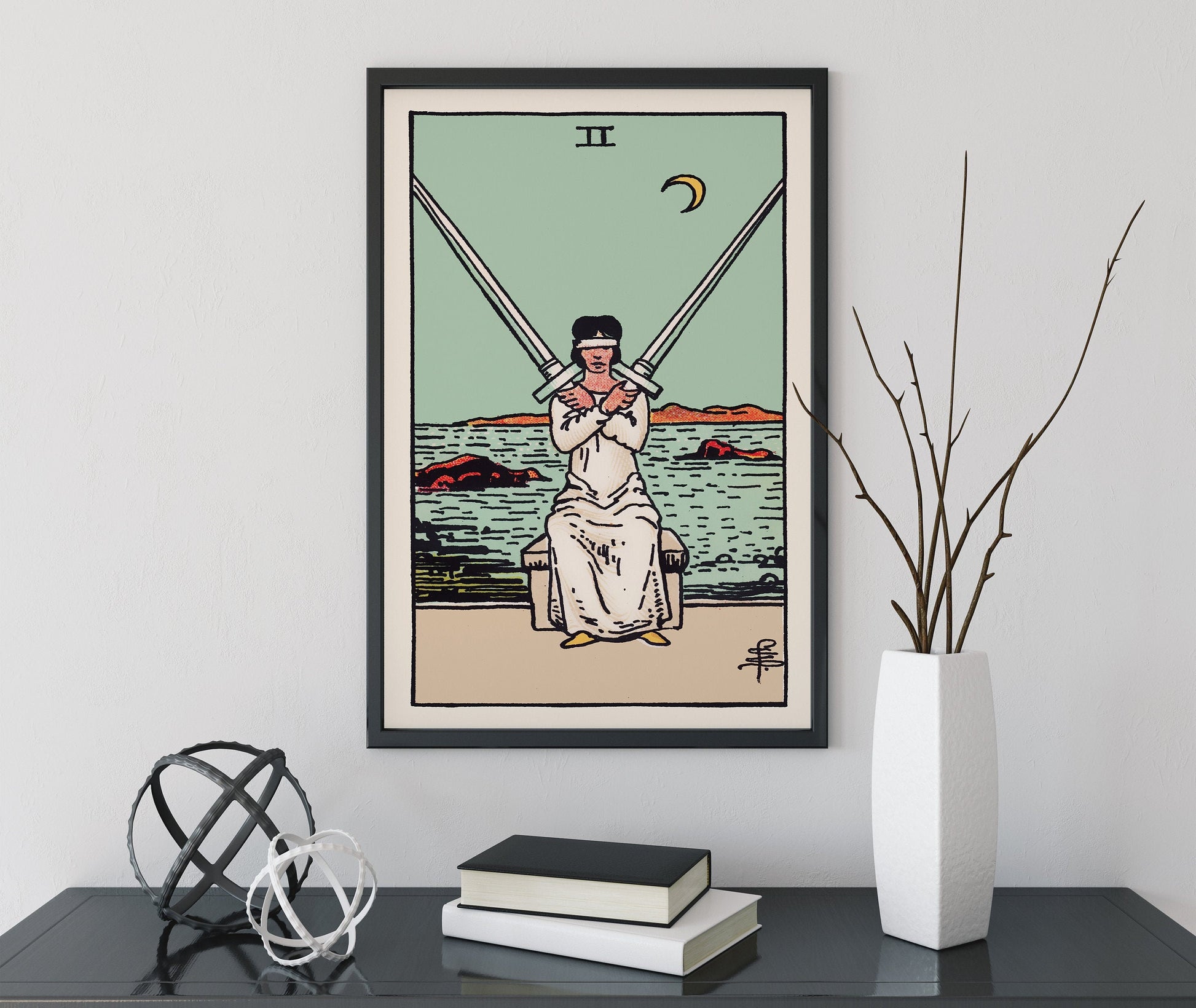 Two Of Swords- Tarot Card Print - The 2 Of Swords Card Poster, No Frame