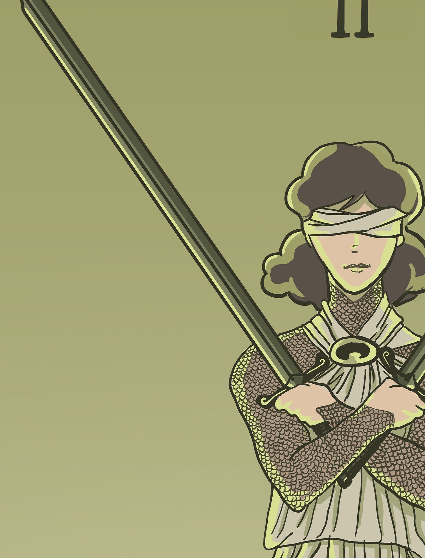 Two Of Swords- Tarot Card Print from the Green Menagerie Tarot - The 2 Of Swords Card Poster, No Frame