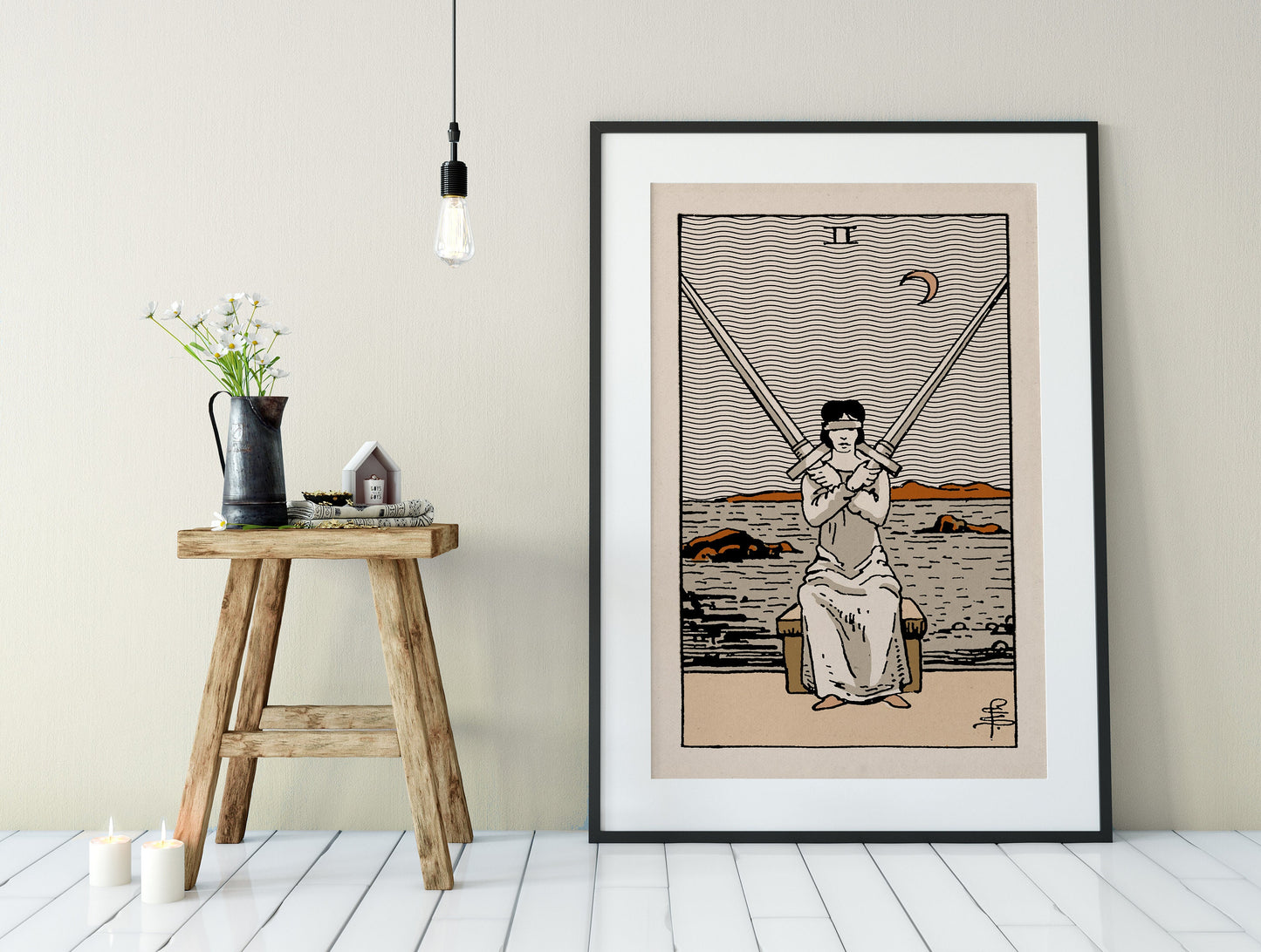 Two of Swords- Tarot Card Print - The 2 of Swords Card Natural Vibe Poster, No Frame