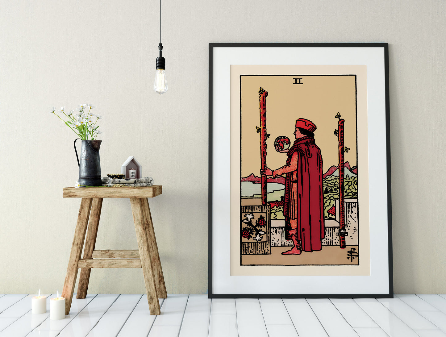 Two of Wands- Tarot Card Print - The 2 of Wands Card Poster, No Frame