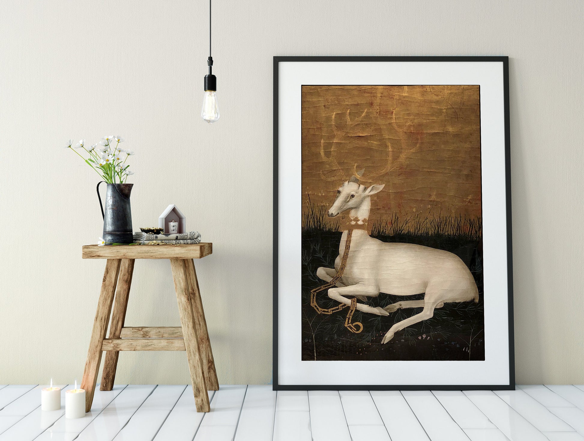 White Hart Stag Medieval Poster By Wilton Diptych (No Frame)