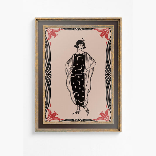 Art Deco Pink Print - Goddess - Deco - Art Nouveau Goddess - Poster Bohemian - Goddess Print Large