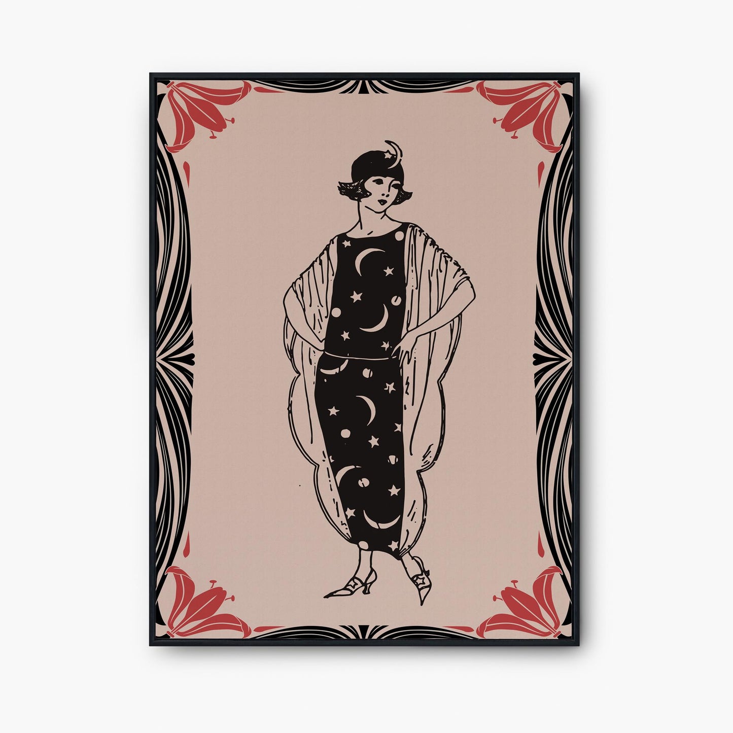 Art Deco Pink Print - Goddess - Deco - Art Nouveau Goddess - Poster Bohemian - Goddess Print Large