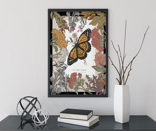 Art Nouveau Butterfly Poster Floral Print Bohemian Print Large Artwork - Mucha Inspired