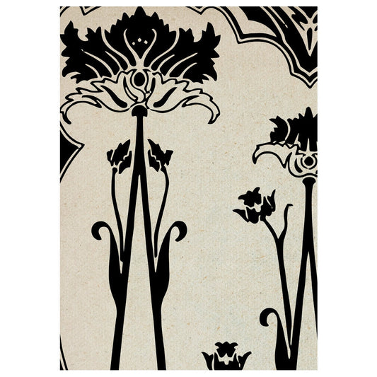 Art Nouveau Floral Poster Large Beige and Black Artwork Print With Archival Matte Finish by My Store