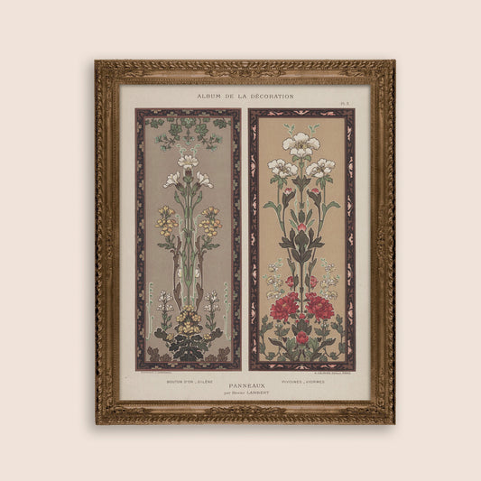 Art Nouveau Floral Print - Paris - Vintage Poster - High Quality - Large Artwork