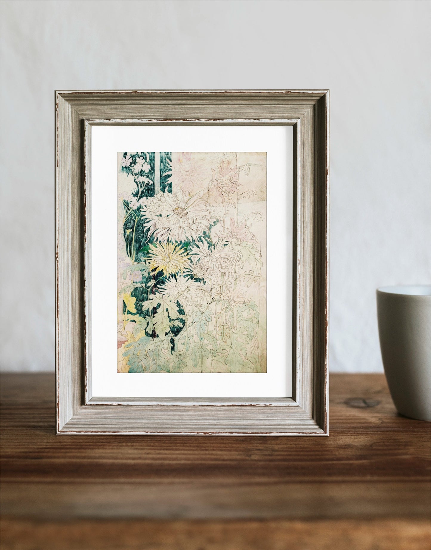 Art Nouveau Poster Floral Print Bohemian Print Large Artwork - Theo van Hoytema - Beige and Green - Vintage