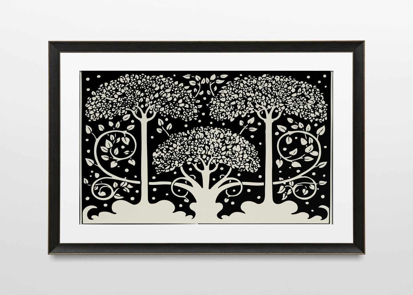 Aubrey Beardsley - Three Trees - Ornamental Art Nouveau - Floral - Vintage Black and Beige Print