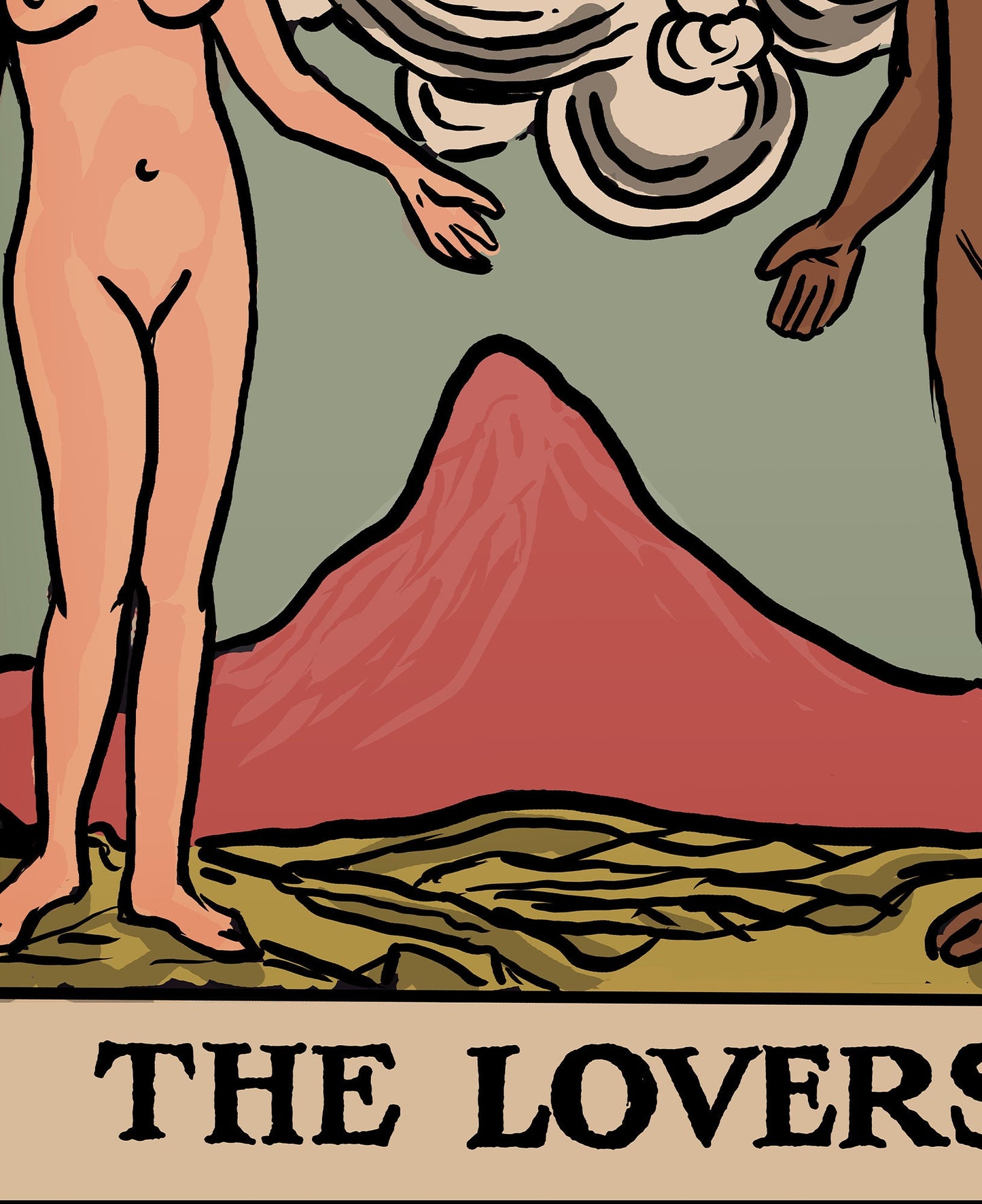 The Lovers - Tarot Card Print - The Bi-Racial Lovers Black Man White Woman Card Poster By Printagrams (No Frame)