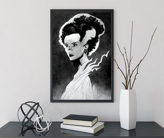 Bride of Frankenstein Print, The Bride of Frankenstein's Monster, Mary Shelley, Classic Monster, Halloween Poster, No Frame