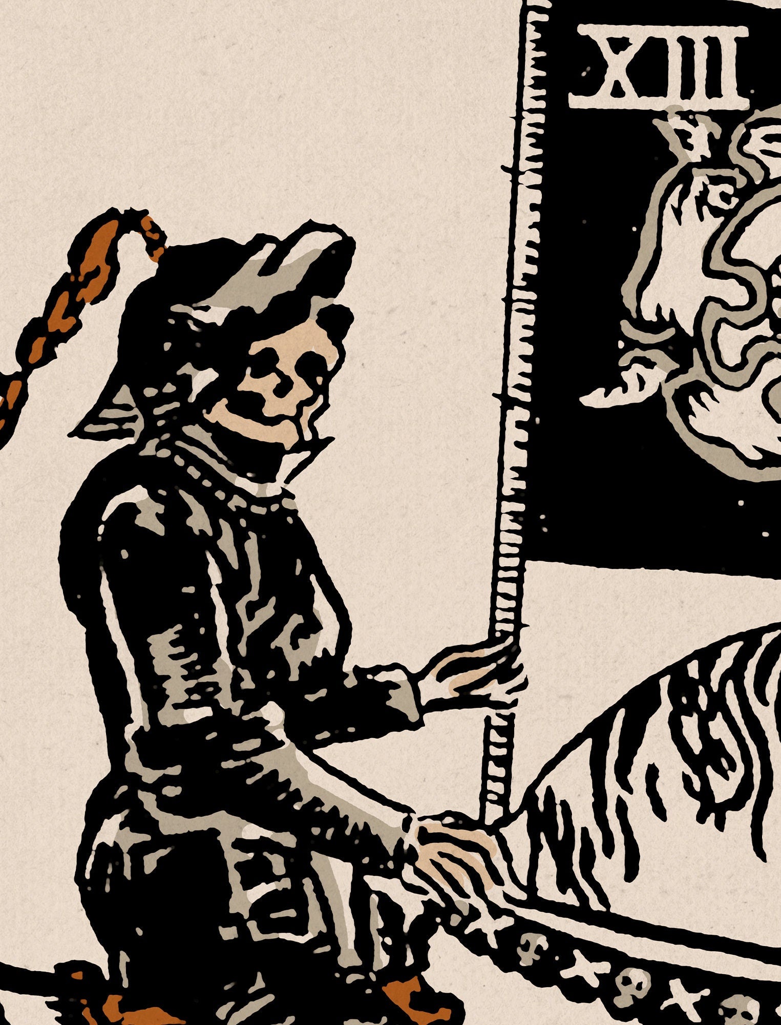 Death - Tarot Card Print - The Death Card Neutral Vibe Poster Eclectic Tarot, No Frame