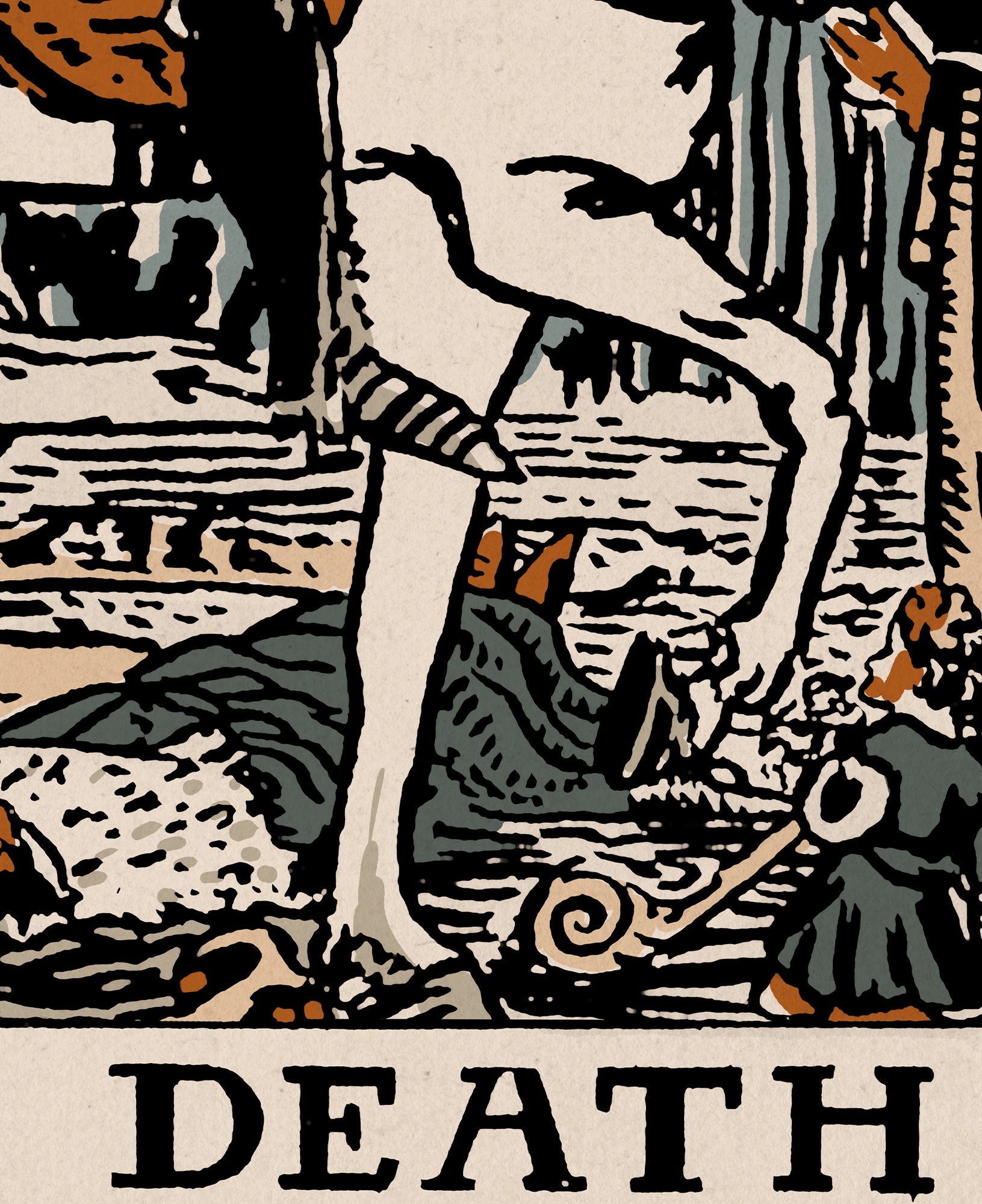 Death - Tarot Card Print - The Death Card Neutral Vibe Poster Eclectic Tarot, No Frame