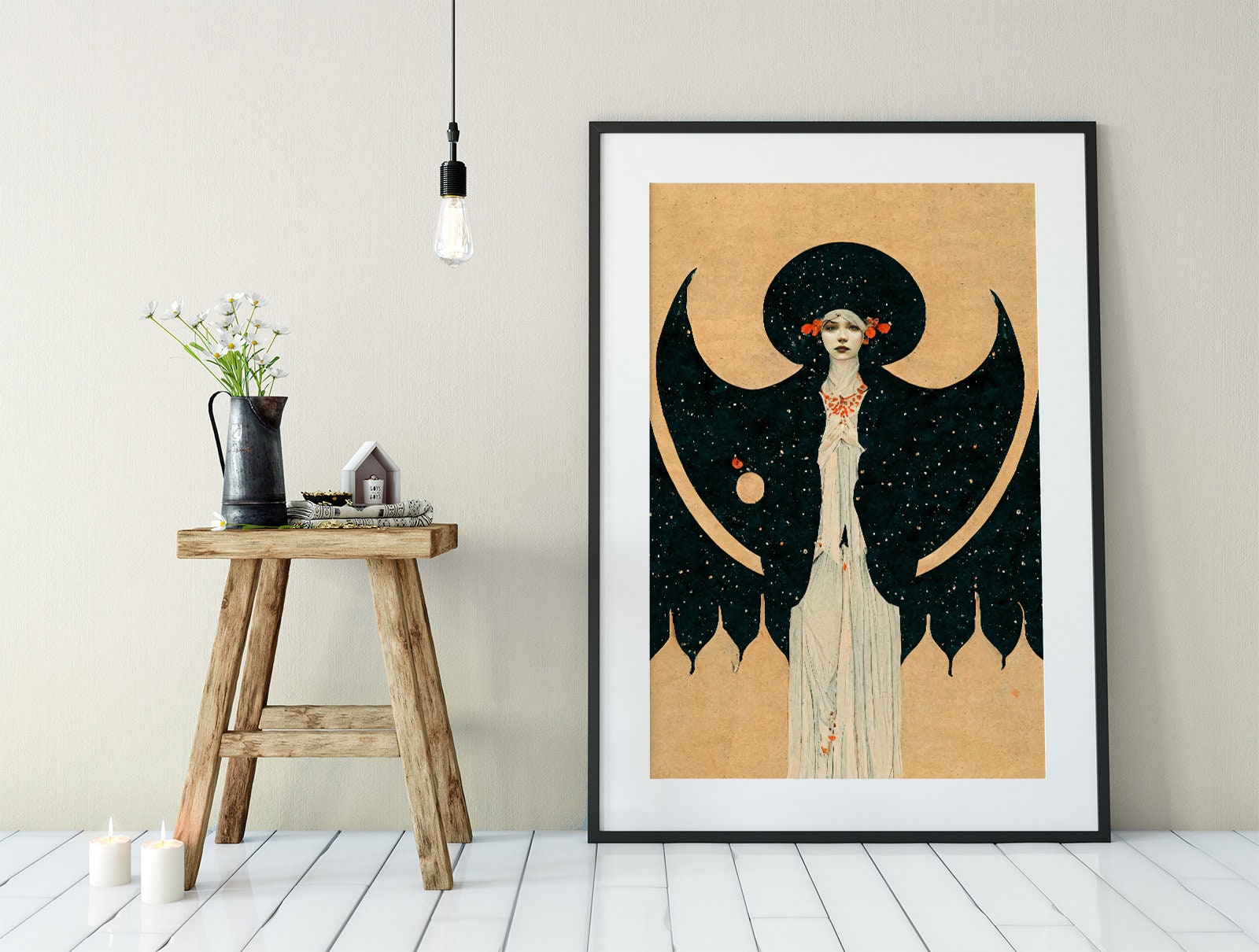 Deco - Art Nouveau Goddess - Poster Bohemian - Goddess Print Large Artwork Hippie Lady - Lilith Goddess