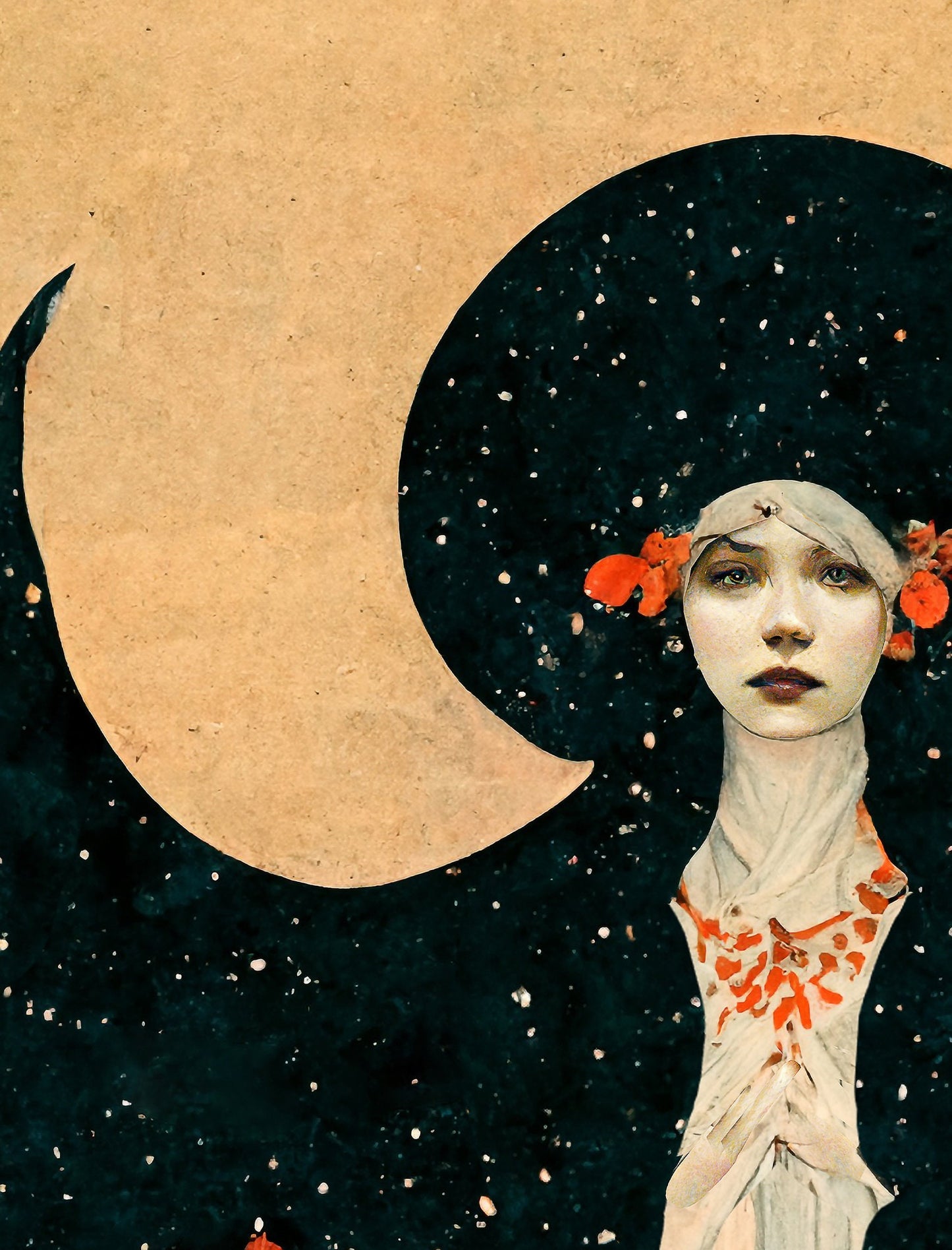 Deco - Art Nouveau Goddess - Poster Bohemian - Goddess Print Large Artwork Hippie Lady - Lilith Goddess