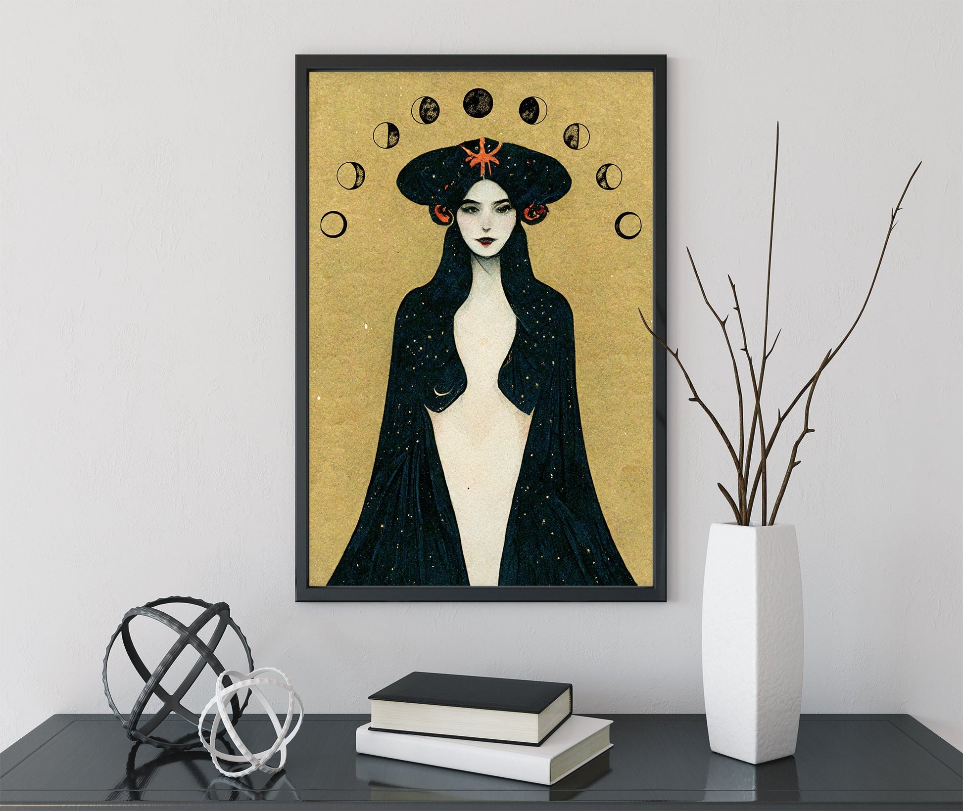Deco - Art Nouveau Goddess - Poster Bohemian - Goddess Print Large Artwork Hippie Lady - Lilith Goddess