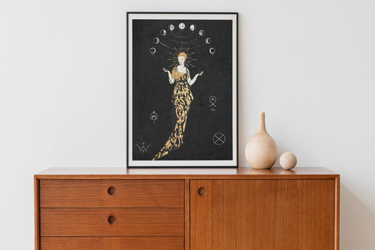 Deco - Art Nouveau Goddess - Poster Bohemian - Goddess Print Large Artwork Mucha