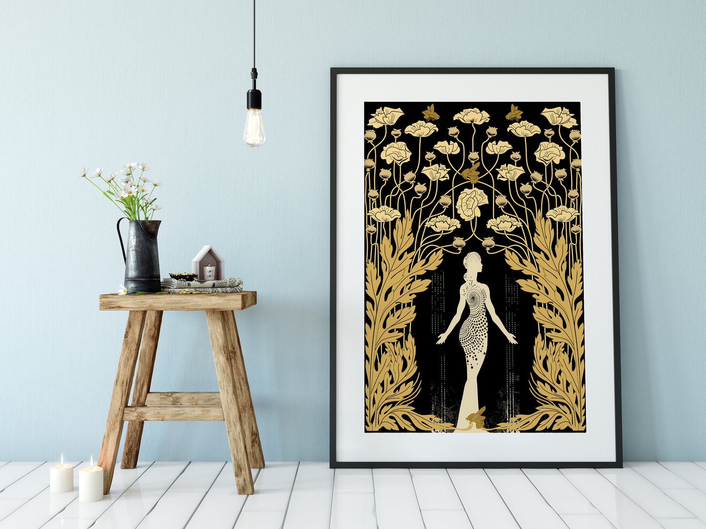 Demeter - Goddess - Deco - Art Nouveau Goddess - Poster Bohemian - Goddess Print Large - Black and Gold Print