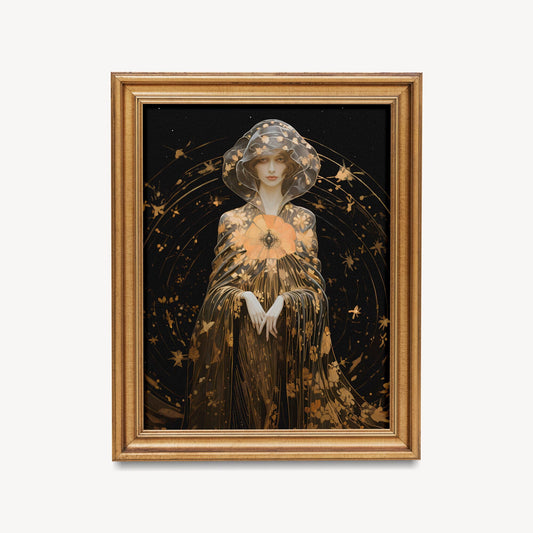 Goddess Lilith - Pagan Goddess - Dark Goddess - Black and Gold Print - Feminist - Mythology - Dark Moon