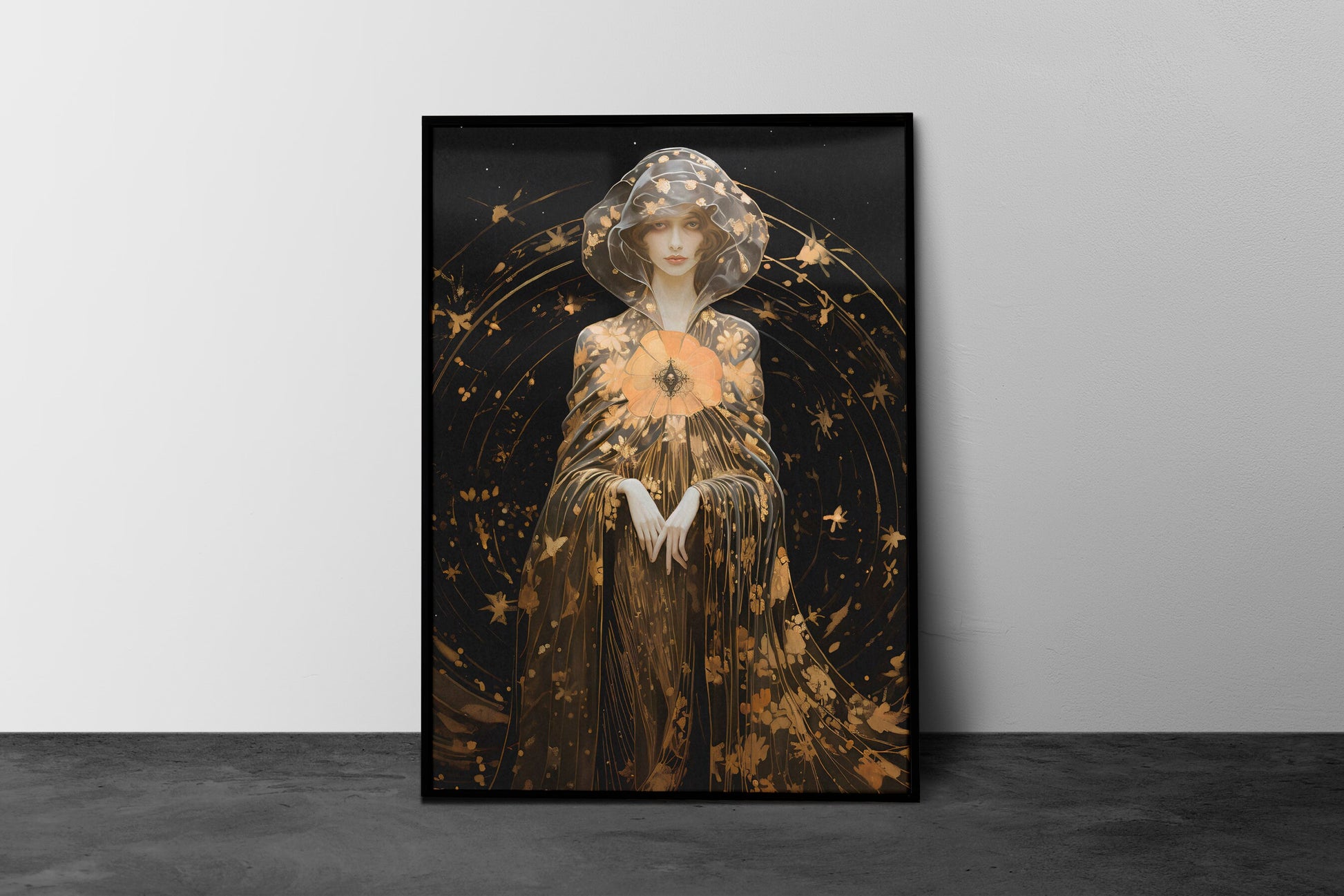 Goddess Lilith - Pagan Goddess - Dark Goddess - Black and Gold Print - Feminist - Mythology - Dark Moon