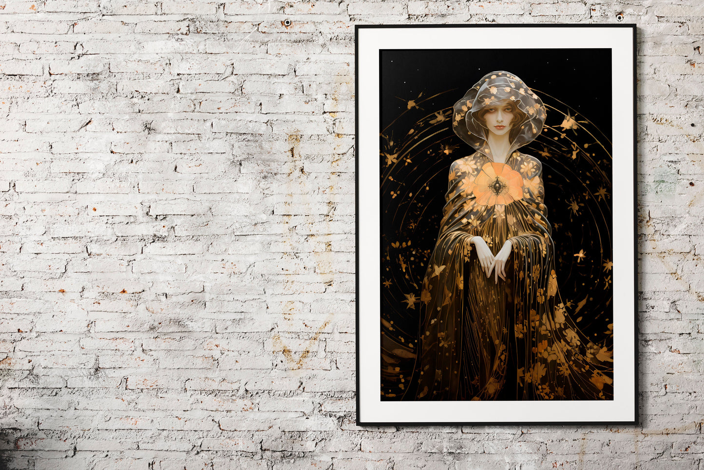 Goddess Lilith - Pagan Goddess - Dark Goddess - Black and Gold Print - Feminist - Mythology - Dark Moon