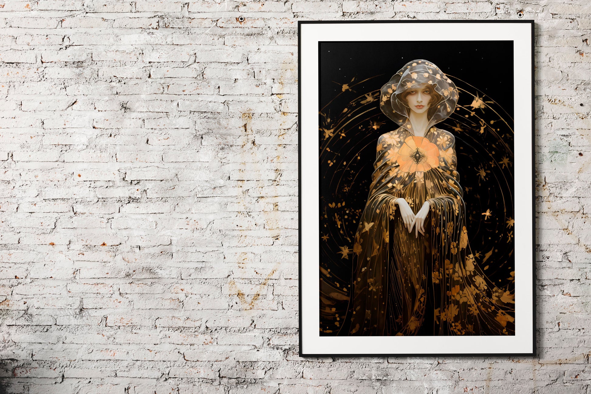 Goddess Lilith - Pagan Goddess - Dark Goddess - Black and Gold Print - Feminist - Mythology - Dark Moon