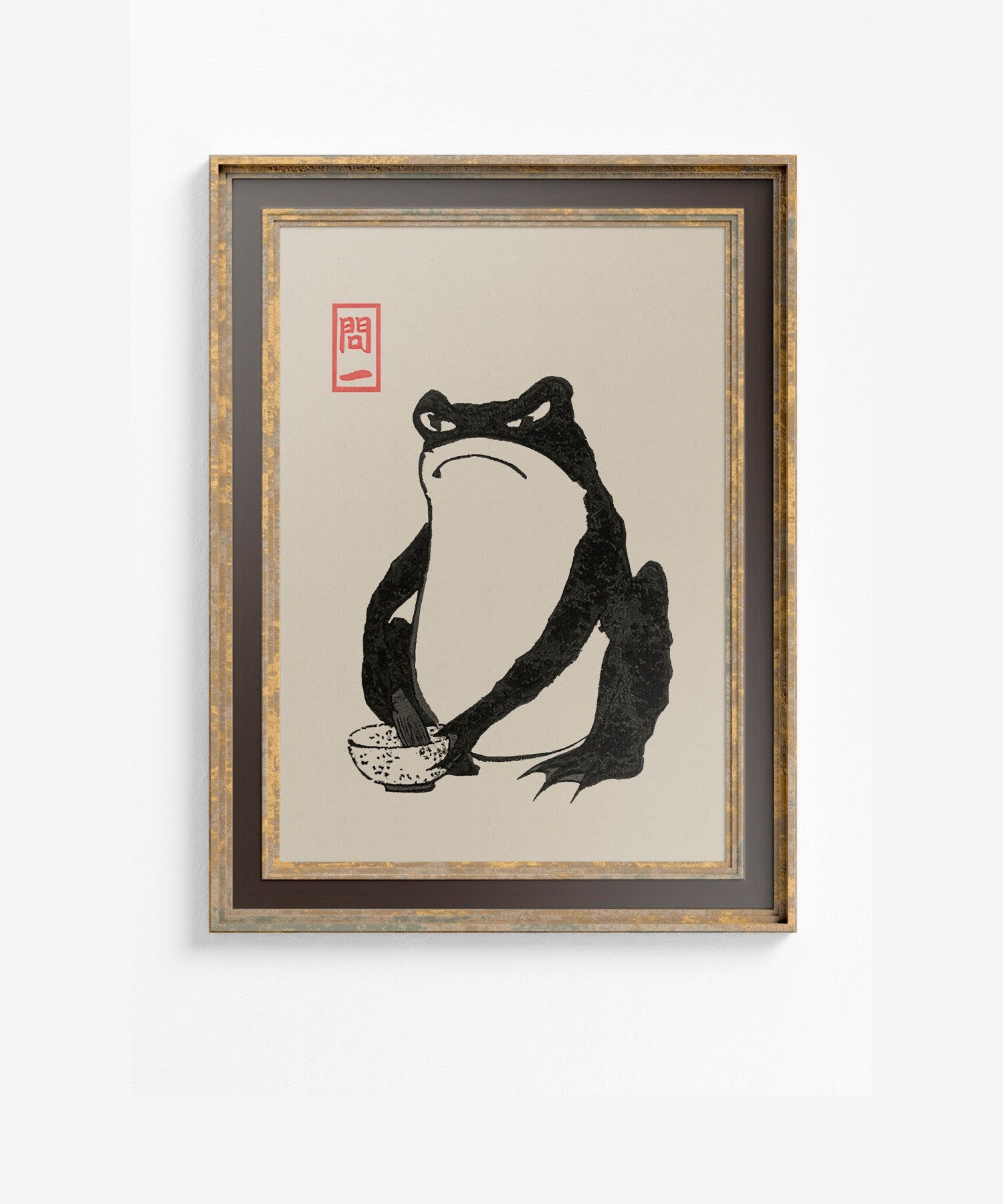 Japanese Frog Painting - Sad Frog - Japanese illustration Print - Matsumoto Hoji Frogs