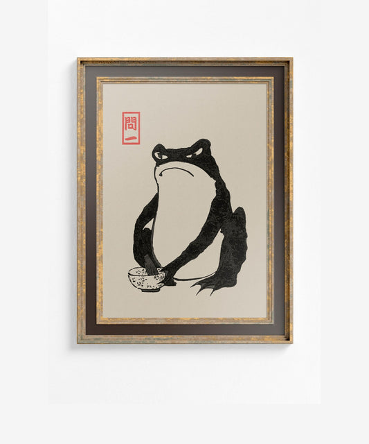 Japanese Frog Painting Sad Frog Art Print by My Store