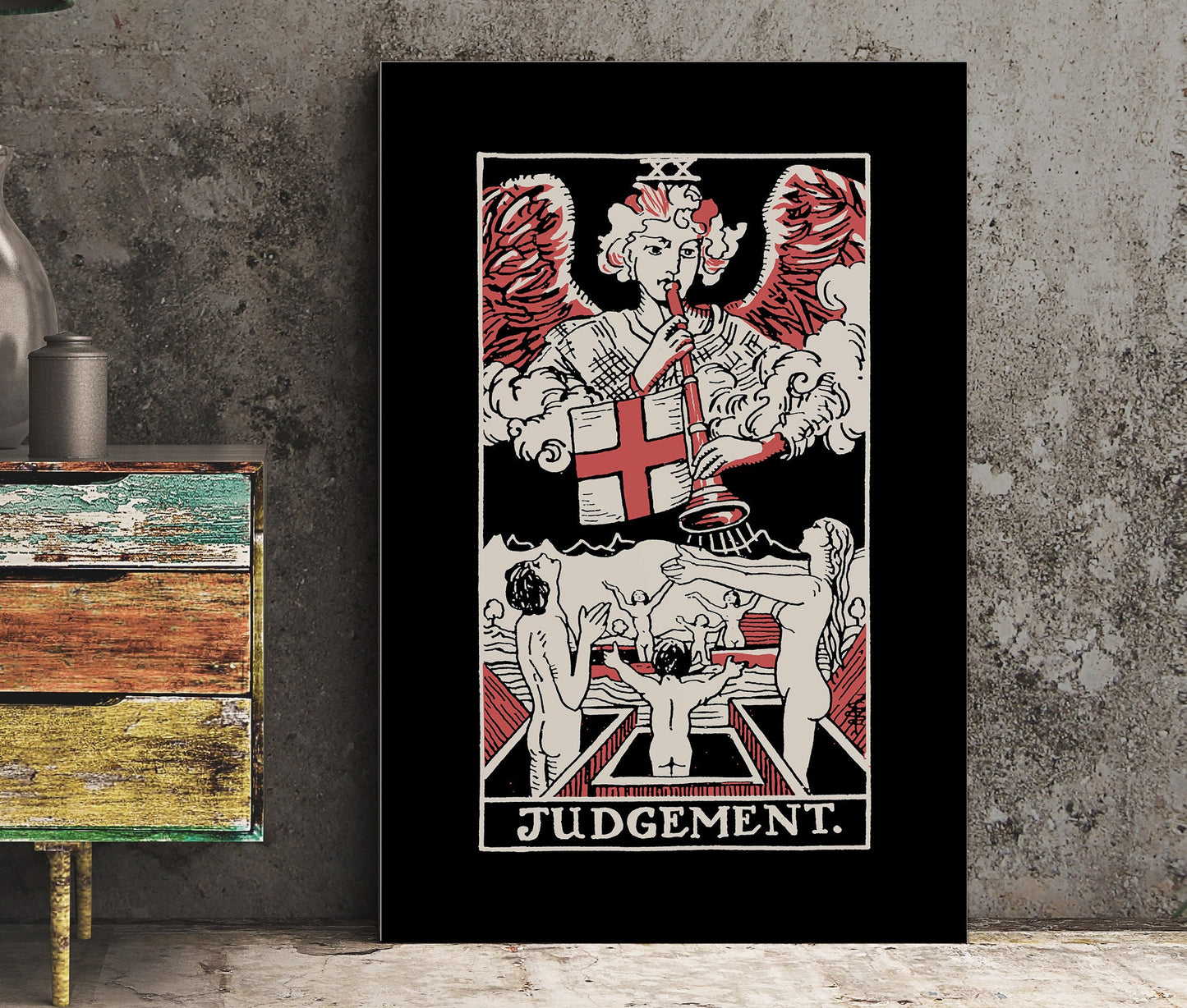 Judgement - Tarot Card Three Color Print - Tarot Card The Judgement Card 3 Color Poster, No Frame