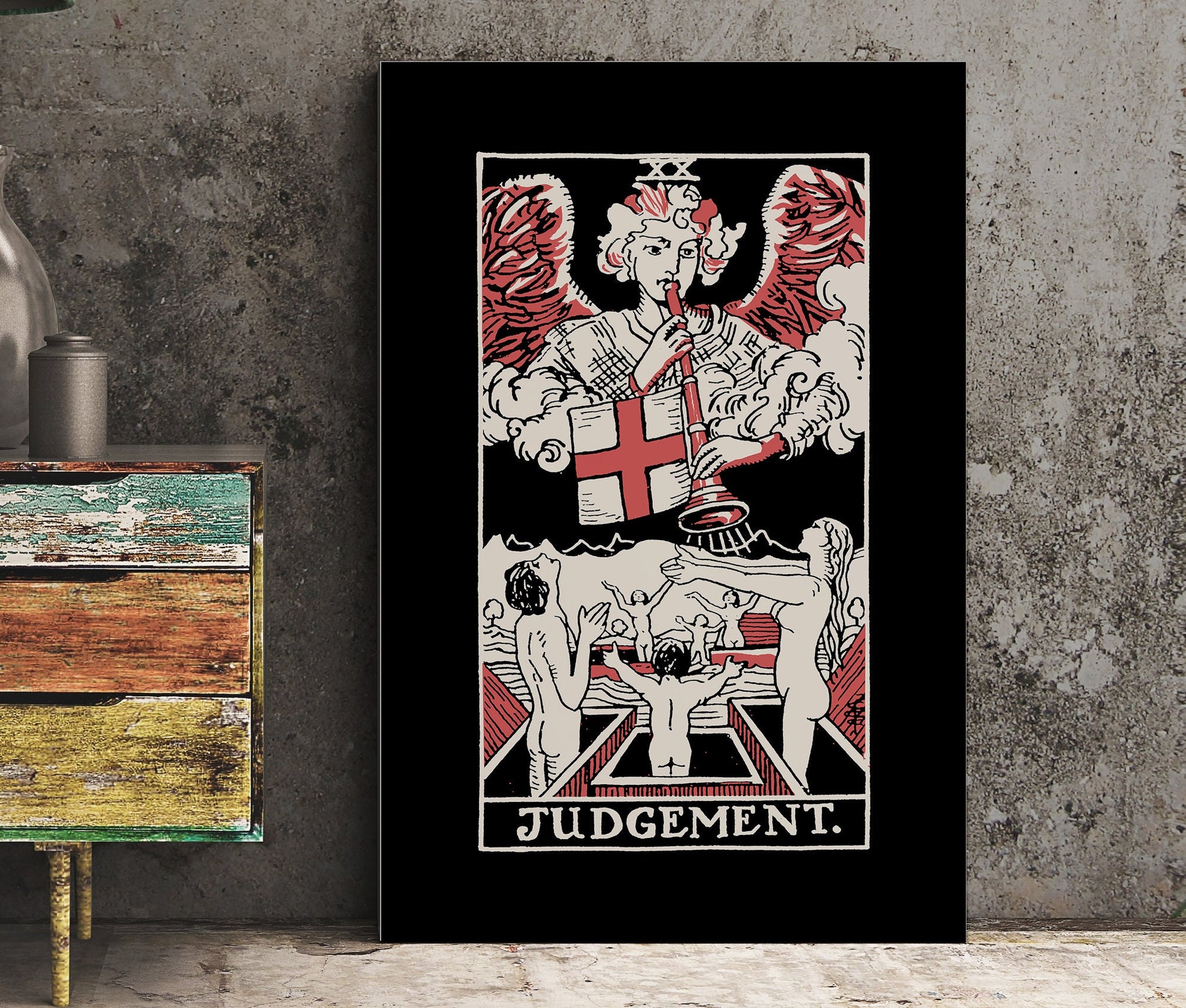 Judgement - Tarot Card Three Color Print - Tarot Card The Judgement Card 3 Color Poster, No Frame