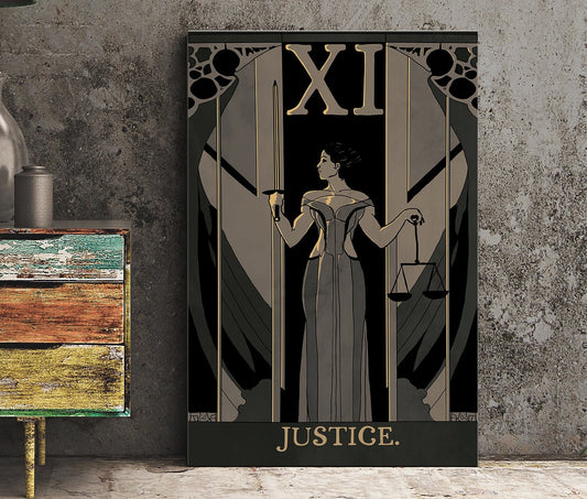Justice - Tarot Card Print - Tarot Card The Justice Card Art Nouveau Poster, No Frame