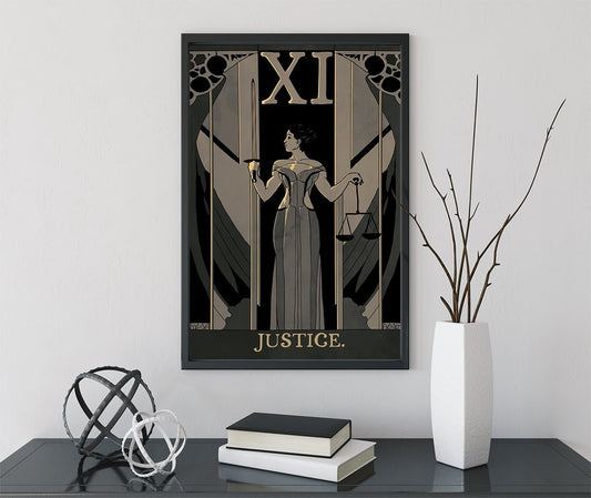 Justice Tarot Card Print Art Nouveau Poster Unframed Wall Art For Tarot Lovers Home Decor by My Store