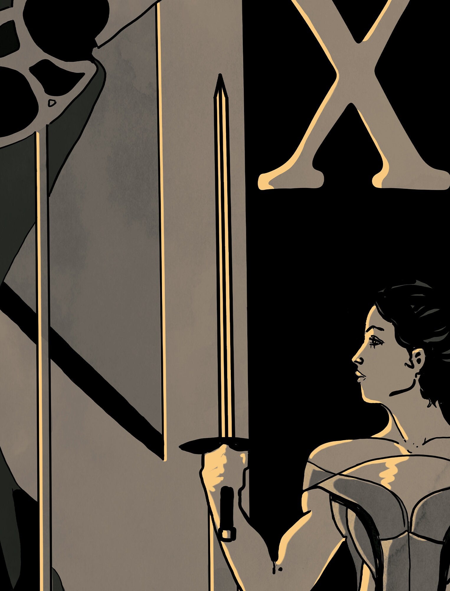 Justice - Tarot Card Print - Tarot Card The Justice Card Art Nouveau Poster, No Frame