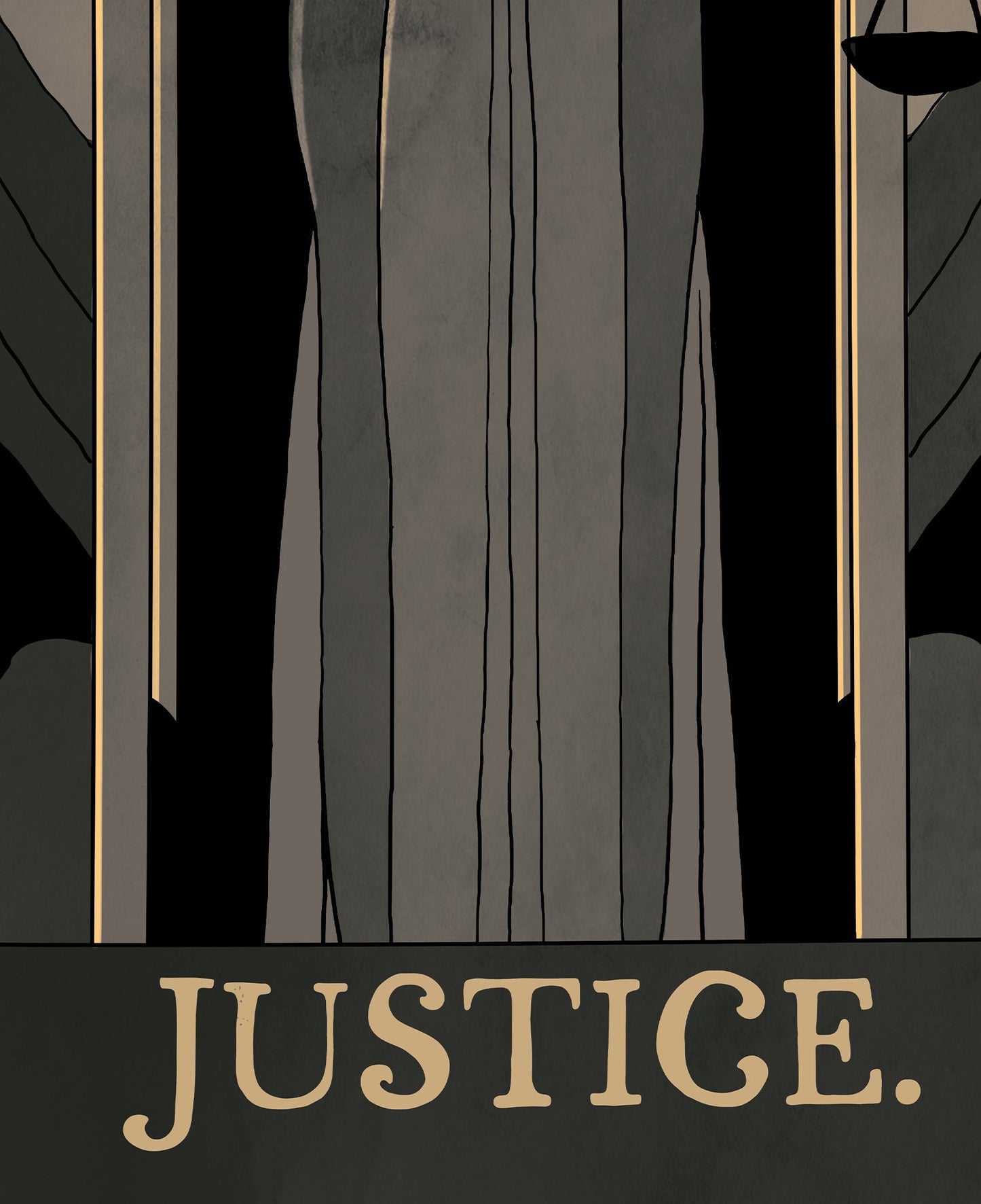 Justice - Tarot Card Print - Tarot Card The Justice Card Art Nouveau Poster, No Frame