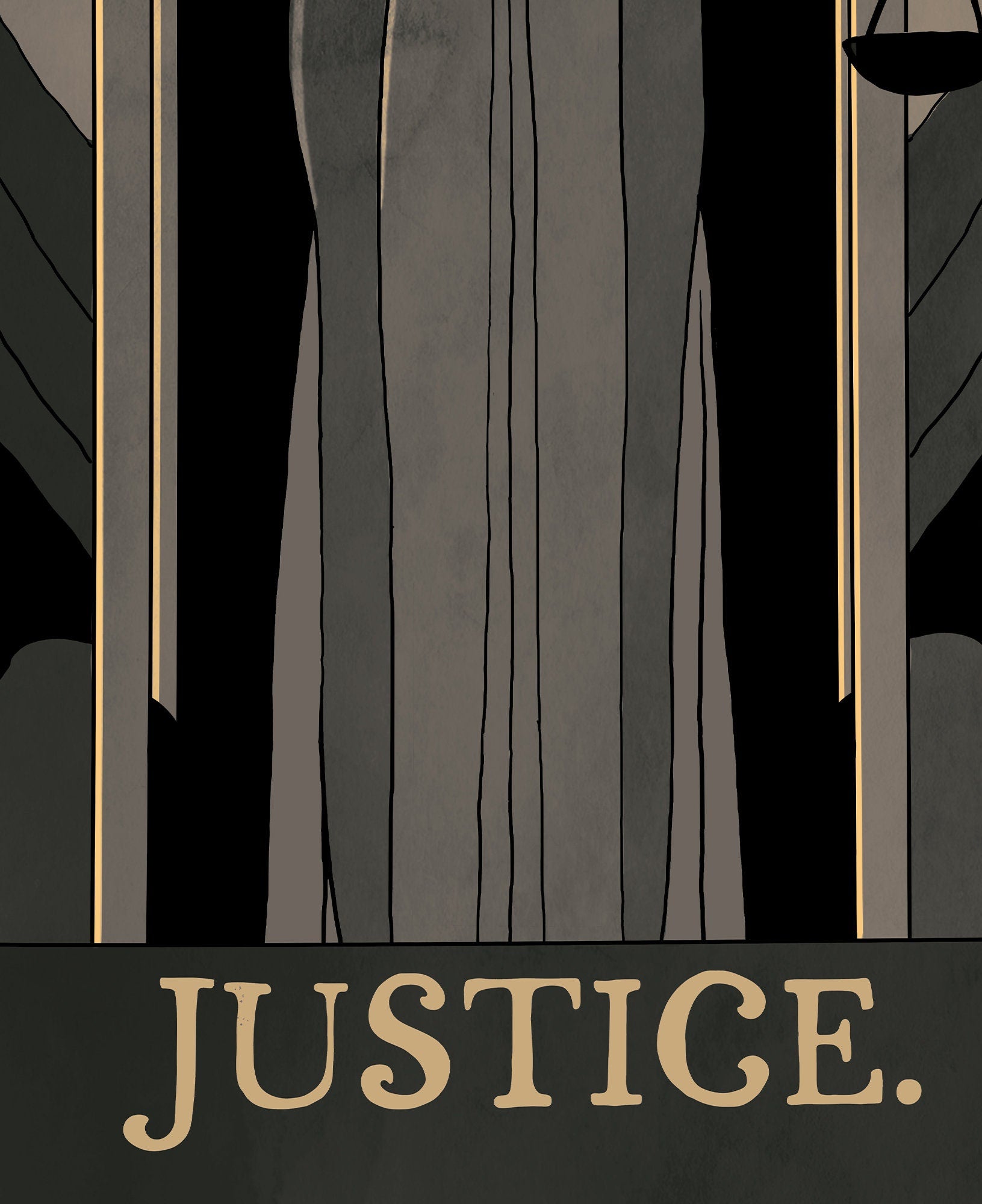 Justice - Tarot Card Print - Tarot Card The Justice Card Art Nouveau Poster, No Frame