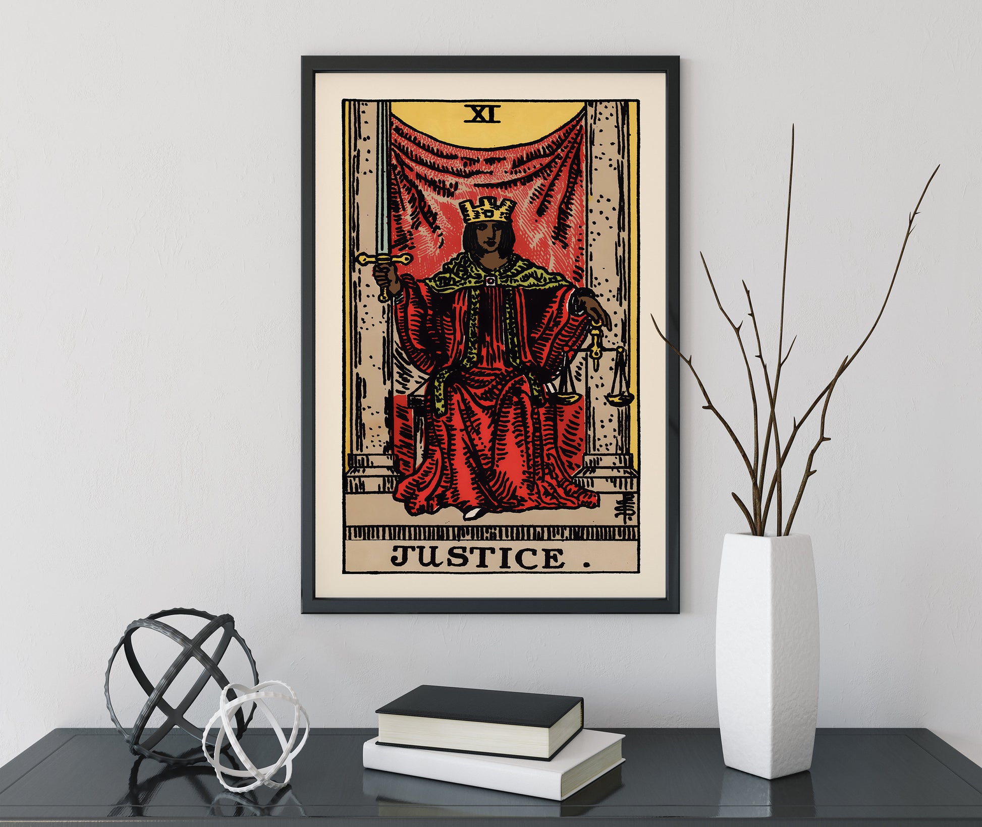 Justice - Tarot Card Print - Tarot Card The Justice Black Woman Card Poster, No Frame