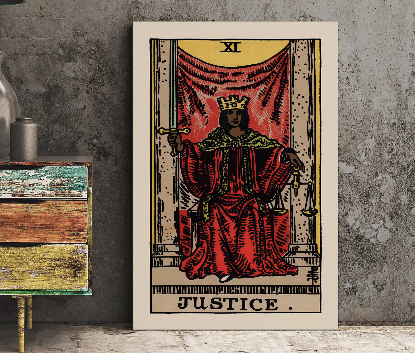 Justice - Tarot Card Print - Tarot Card The Justice Black Woman Card Poster, No Frame