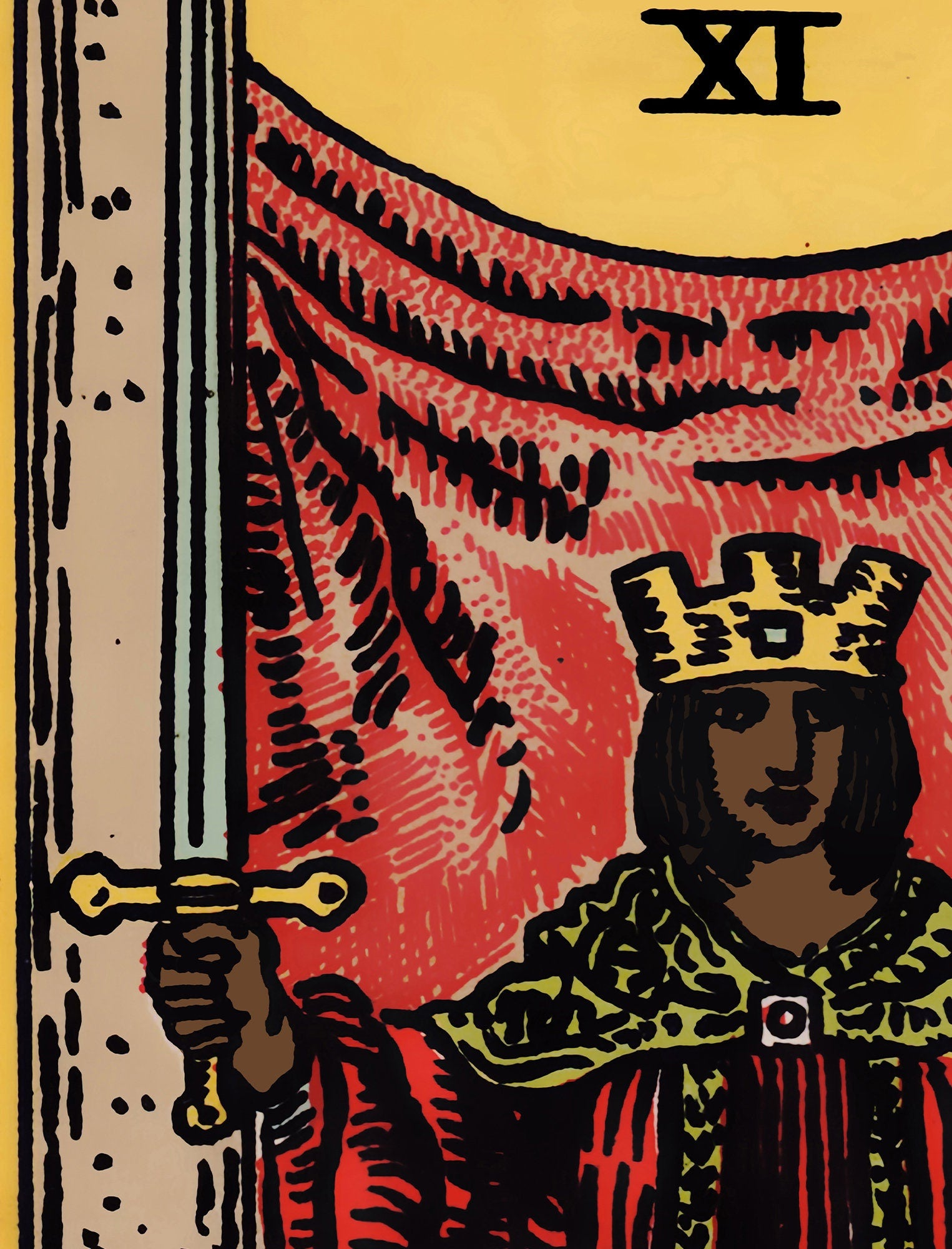 Justice - Tarot Card Print - Tarot Card The Justice Black Woman Card Poster, No Frame