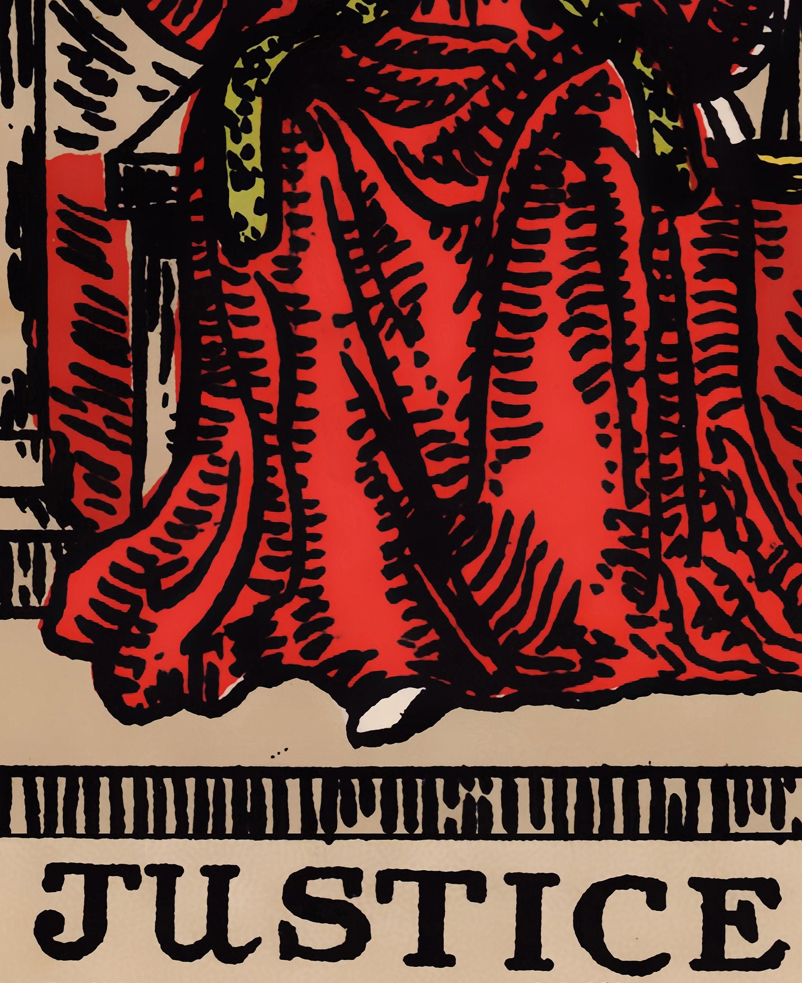 Justice - Tarot Card Print - Tarot Card The Justice Black Woman Card Poster, No Frame