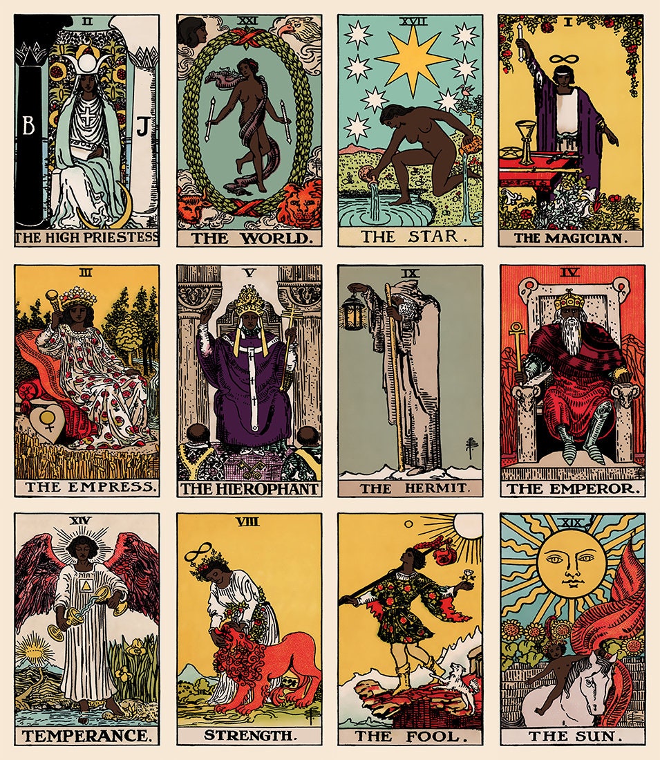 Justice - Tarot Card Print - Tarot Card The Justice Black Woman Card Poster, No Frame