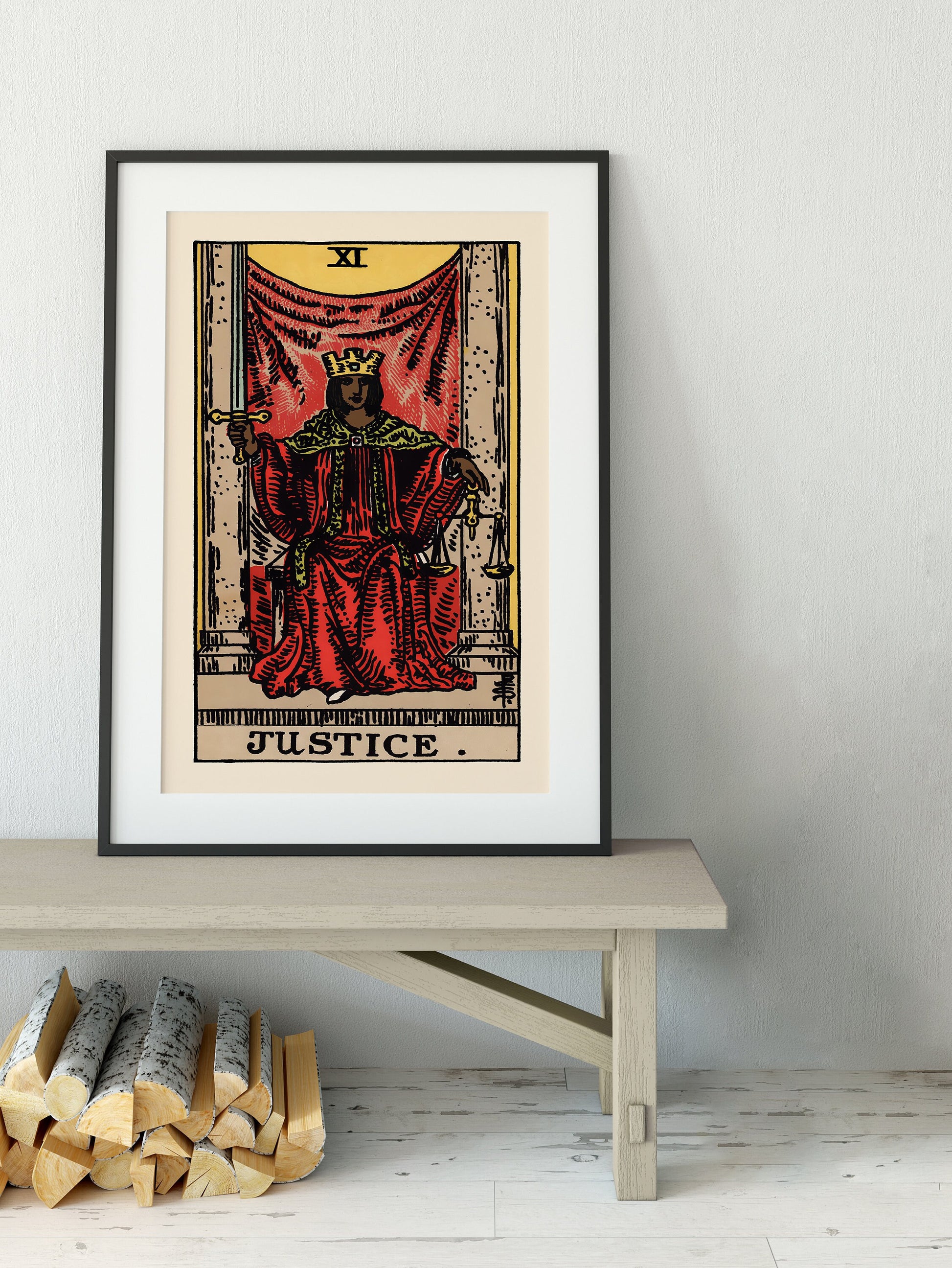 Justice - Tarot Card Print - Tarot Card The Justice Black Woman Card Poster, No Frame