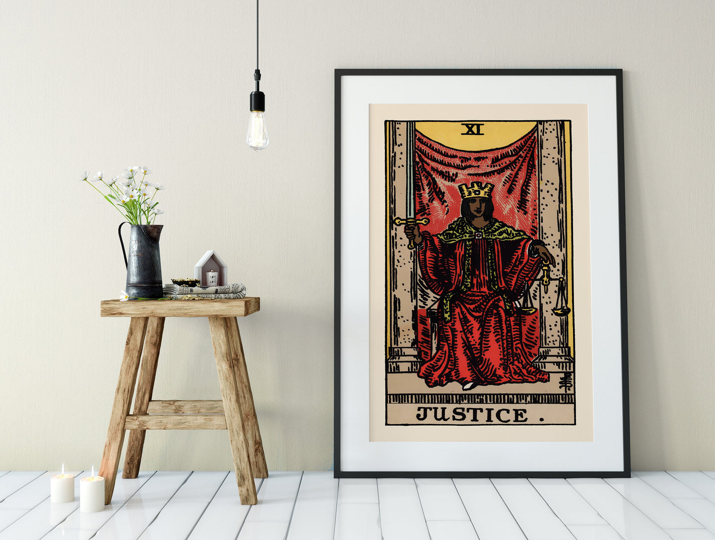 Justice - Tarot Card Print - Tarot Card The Justice Black Woman Card Poster, No Frame