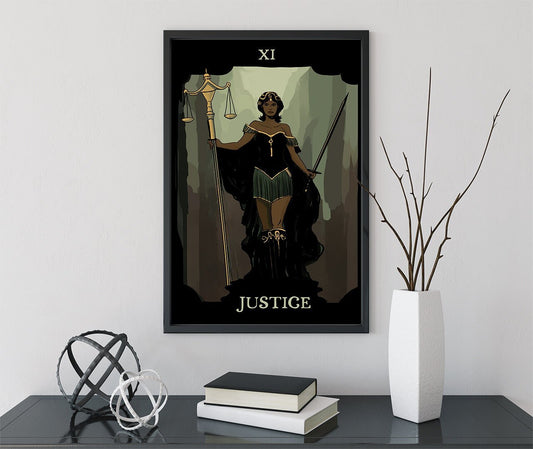 Justice Tarot Card Print By Green Menagerie Tarot Empowerment And Balance Artwork by My Store