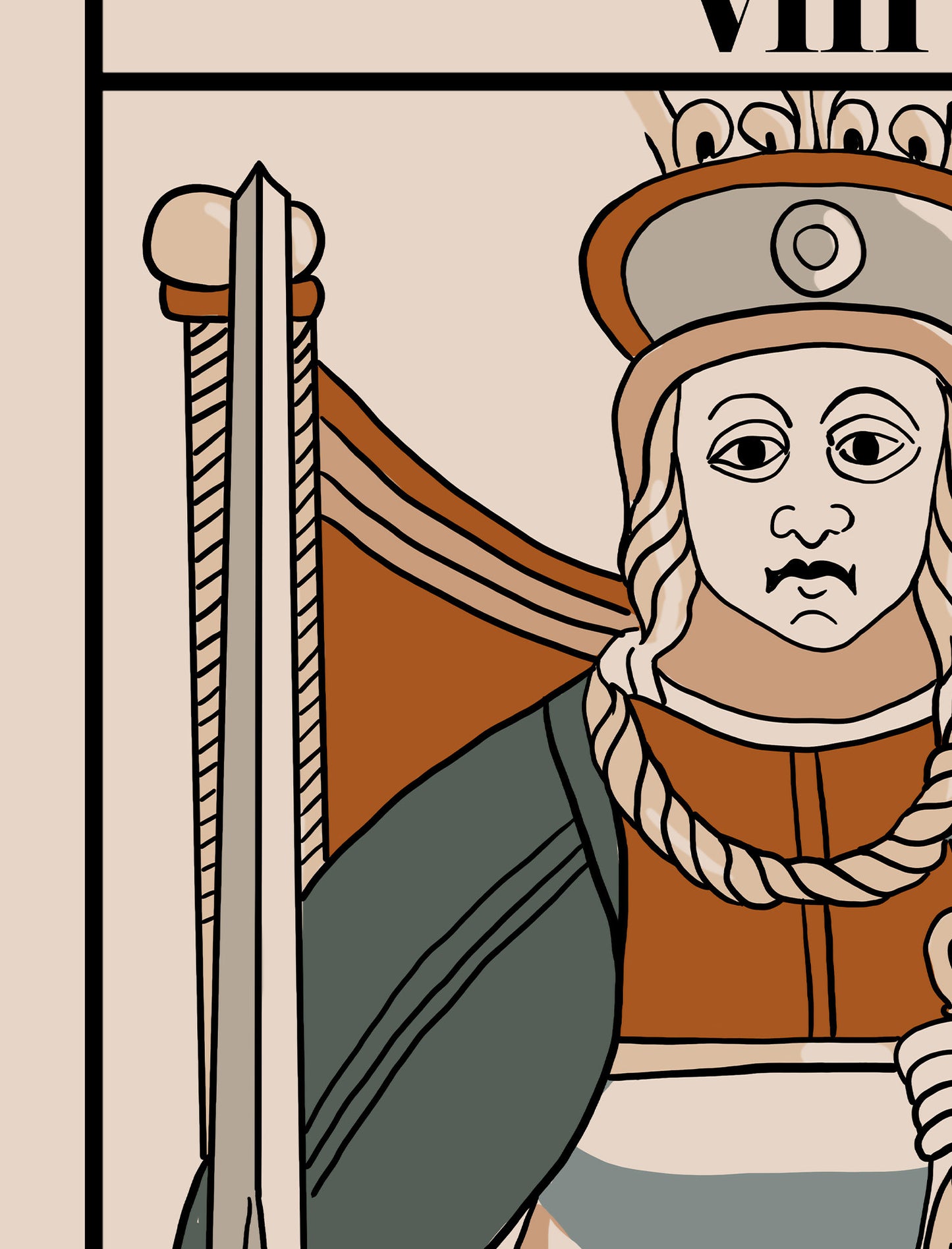 Justice - Tarot de Marseille Card Print - Tarot Card The Justice Neutral Vibes Card Poster, No Frame