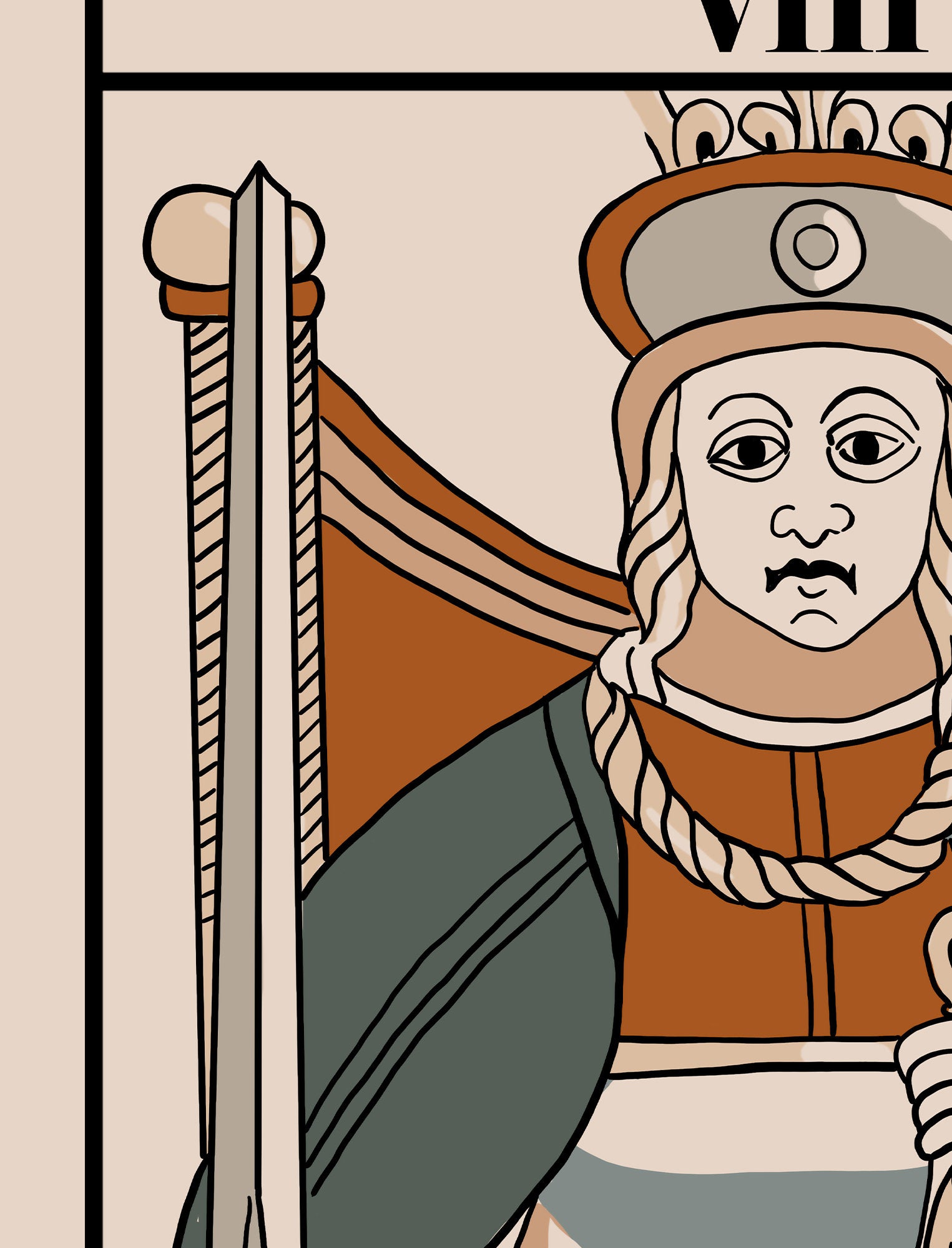 Justice - Tarot de Marseille Card Print - Tarot Card The Justice Neutral Vibes Card Poster, No Frame