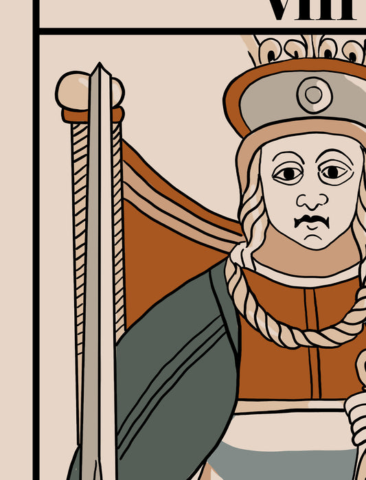 Justice Tarot De Marseille Card Print Neutral Vibes Poster For Elegant Home Decor by My Store