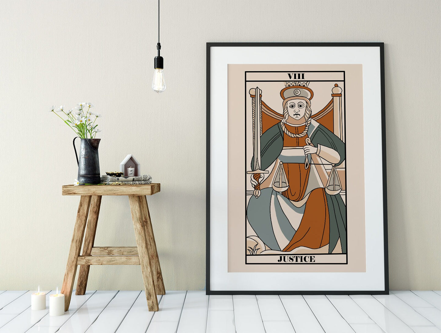 Justice - Tarot de Marseille Card Print - Tarot Card The Justice Neutral Vibes Card Poster, No Frame
